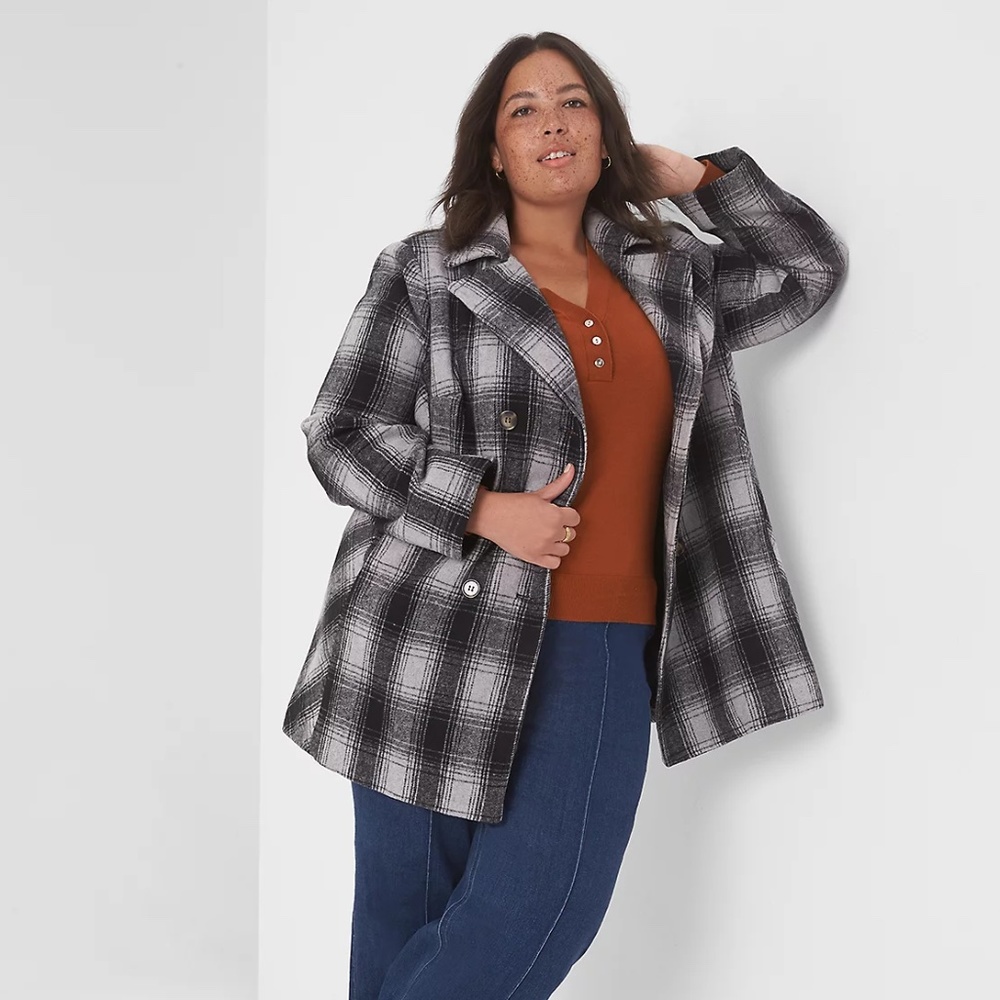 Lane Bryant Double-breasted Faux Wool Coat NWT Size 16